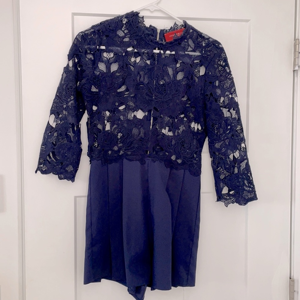 Akira navy lace romper
